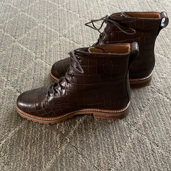 Madewell Croc Embossed Leather Size 8.5 mahogany boot - new! - Picture 2 of 6